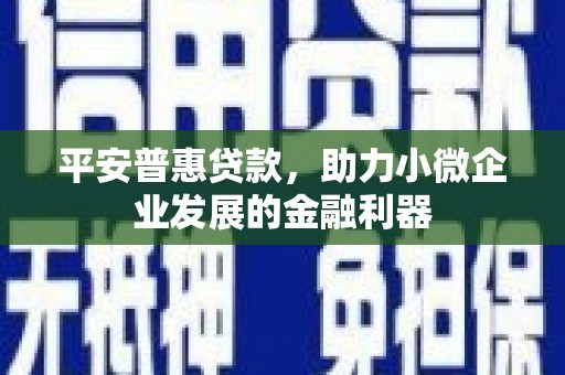 威海平安普惠贷款，助力小微企业发展的金融利器