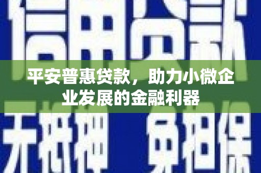 威海平安普惠贷款，助力小微企业发展的金融利器