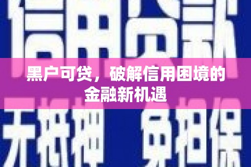 威海黑户可贷，破解信用困境的金融新机遇